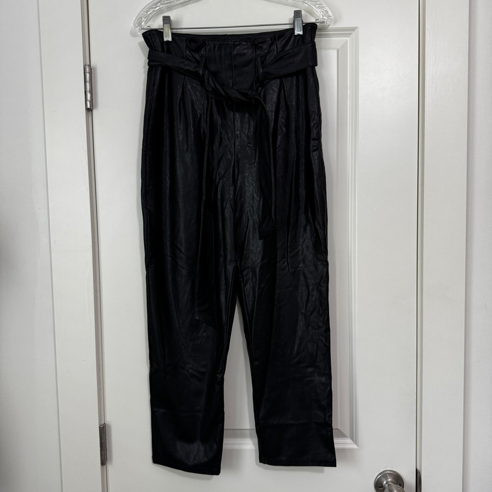 Commando Small Black Faux Leather Belted Paperbag Pants Modern Capsule Party